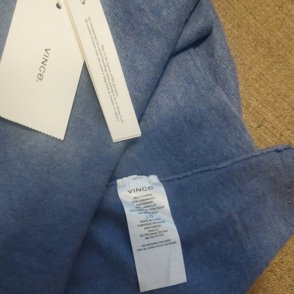VINCE NWT CASHMERE WOMEN'S RIBBED TRIM TANK TOP LIGHT  BLUE TOP BLOUSE - Large - Picture 6 of 12